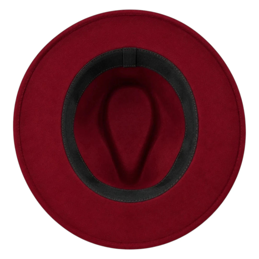 Brisez Classic Burgundy Fedora Hat with Wide Brim